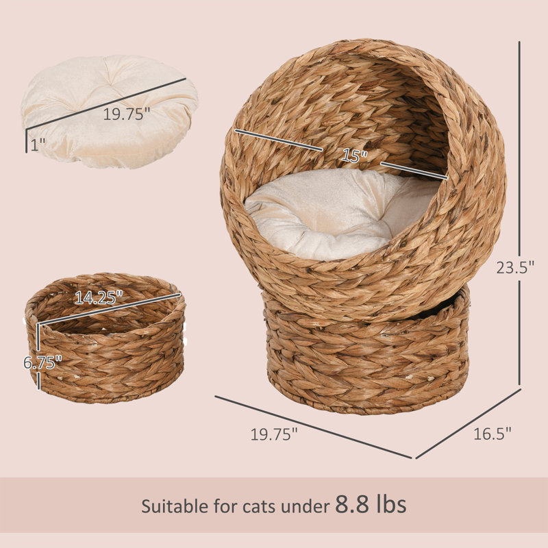 Lit-chat rotatif à deux positions brun clair, Très petit (L 16,5 po x l 19,75 po)