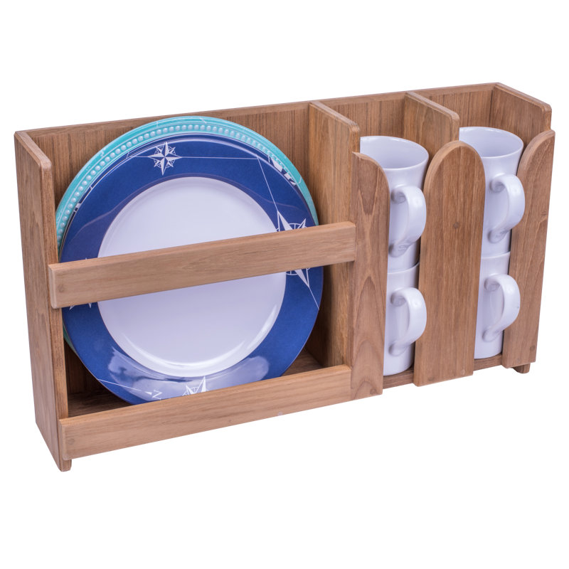 Porte-assiette / gobelet mural en teck