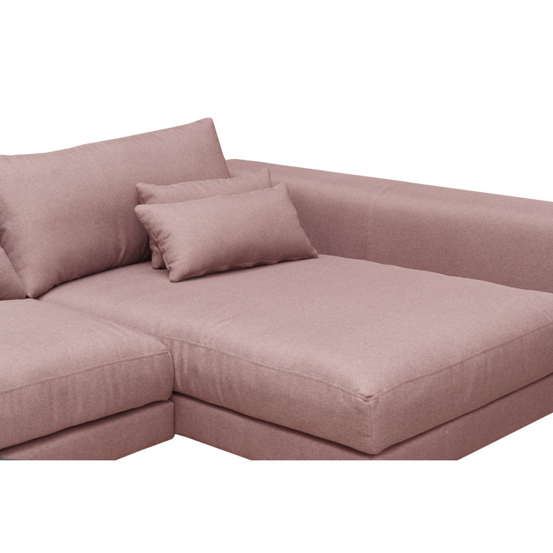 Canapé d'angle Cahoe, Orienté à droite, Rose poudré, polyester