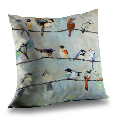 Small Colorful Birds Orange Bedroom Throw Pillow - Home Decor