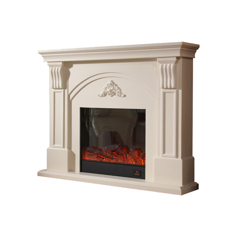 White Solid Wood Freestanding Fireplace