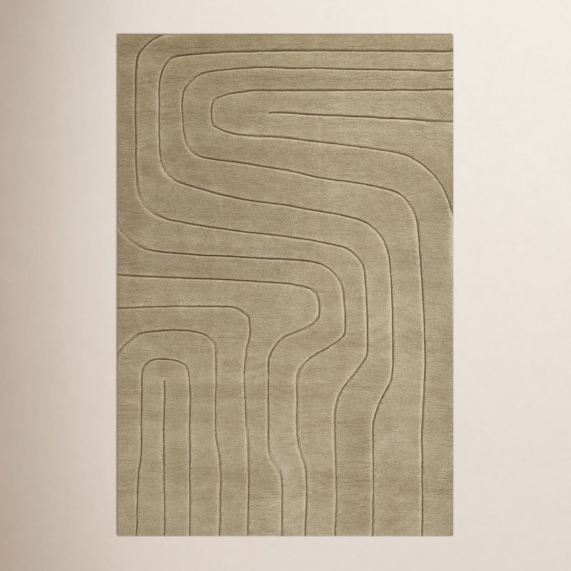 Aelin Geometric Hand Tufted Wool Neutral Area Rug, Rectangle 8' x 10'