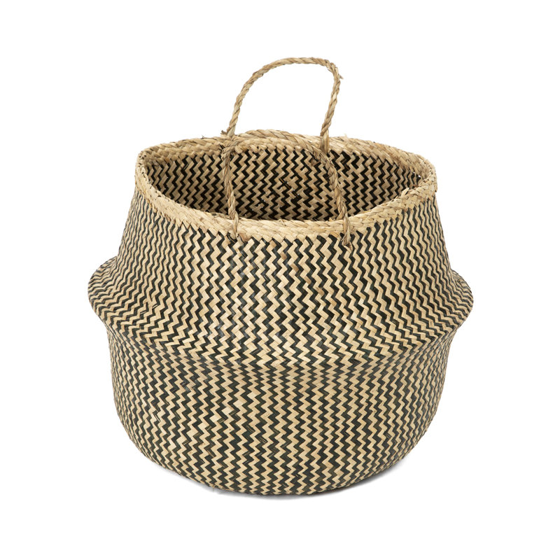 17 Stories Feddalat Wicker Box, Black/Natural, 32cm H x 35cm W x 35cm D
