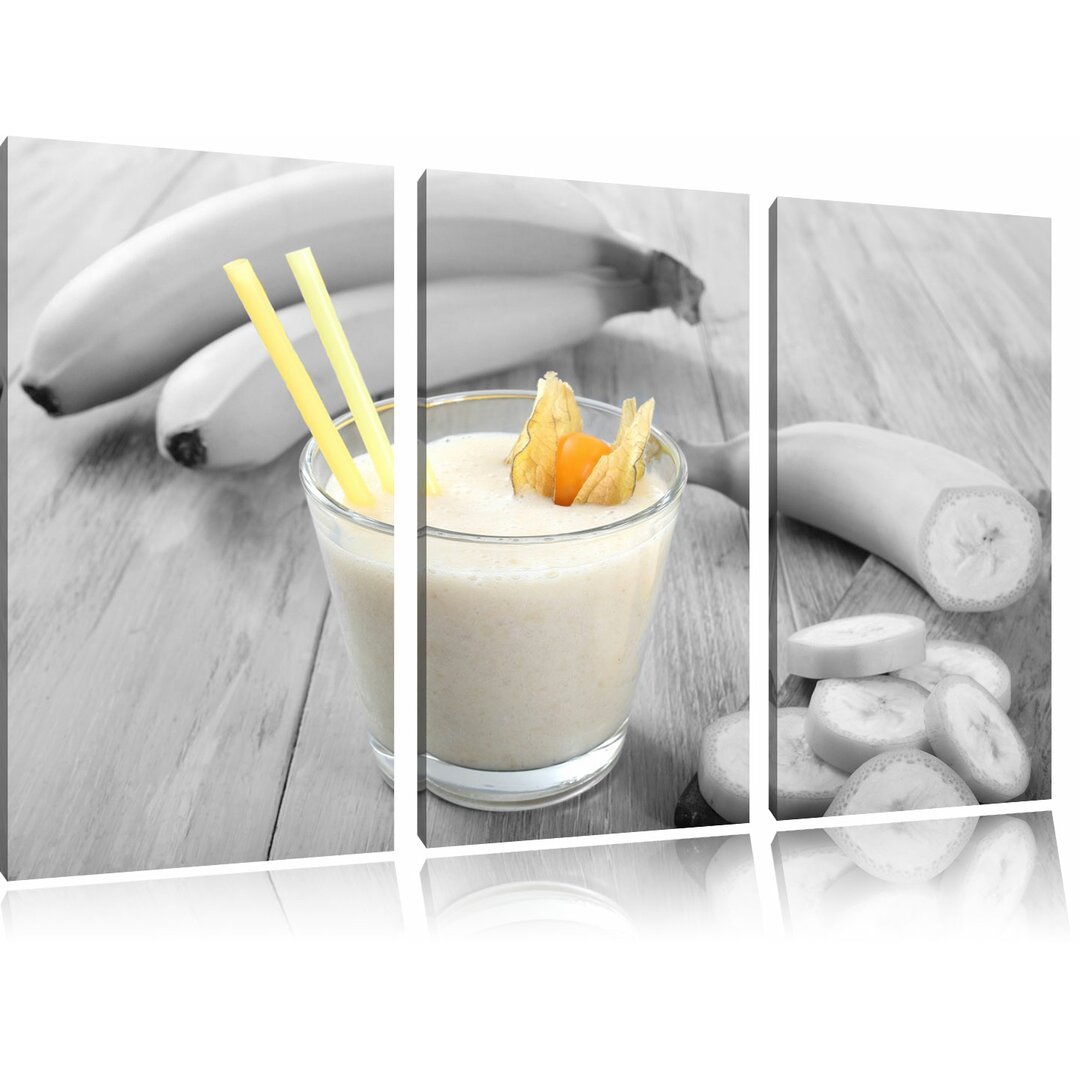 3-tlg. Leinwandbilder-Set „Frischer Bananenshake“, Fotodruck