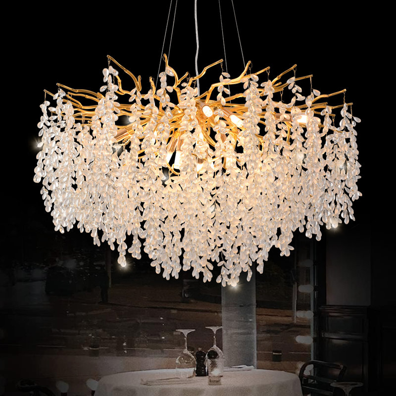 Akari Tree Branch Glass Art Grapes Chandelier Lighting, D32"