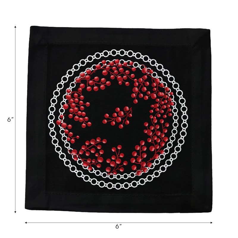 Square Napkins, Red Black