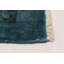 Tapis bleu denim clair en laine noué à la main de conception unique 4 pi 10 po x 7 pi 4 po