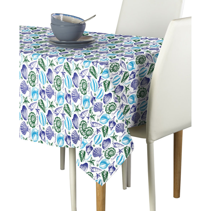 Cylena Geometric Tablecloth, 84" L x 60" W, Blue