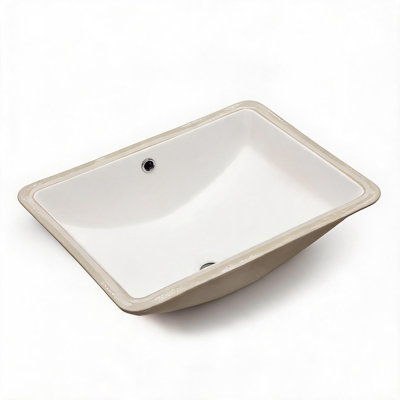 19 inch x 14 inch White Ceramic Rectangular Undermount Bathroom Sink with Overflow