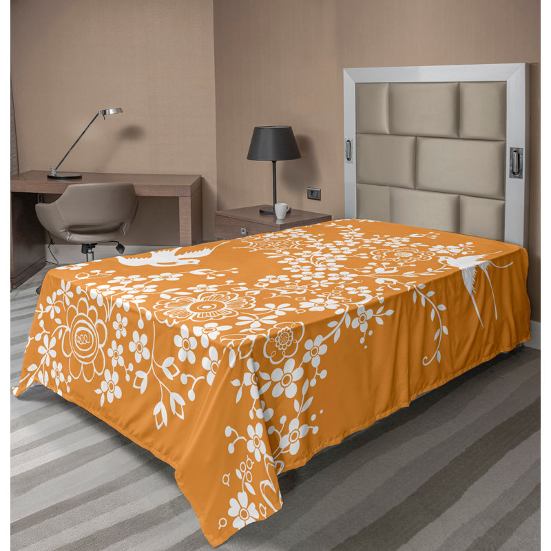 Drap-housse orange Ambesonne, Drap plat pour lit simple