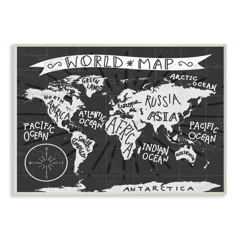 Décoration murale pour enfants world map Wincott, Plaque murale, H 12 po x l 18 po x P 0,5 po