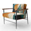 Orange Mid Century Organic Harmony I - Fauteuil rembourré Mid-Century moderne, fauteuil d'appoint abstrait Mid-Century-882241274