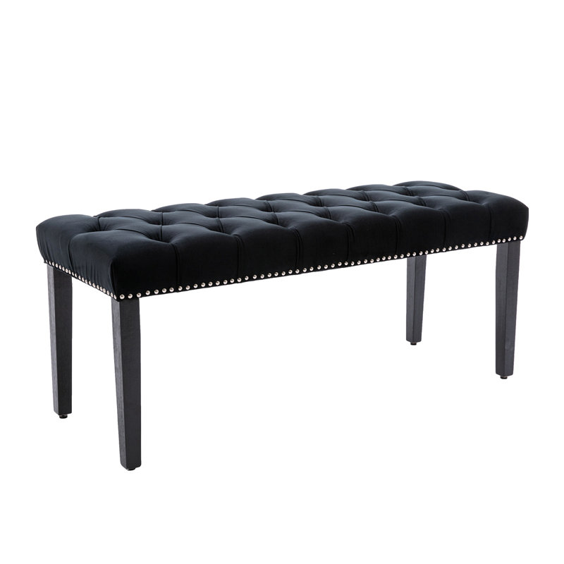 Upholstered Tufted Bench Ottoman , Velvet Dining Bench Bedroom Bench  Footrest Stool Accent Bench For Entryway Dining Room Living Room