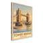 Tower Bridge, England - Romantic Thames Sunset Travel Poster (London Landmark). Giclee Print On Wrapped Canvas. Wall Art, Home Decor - Transport & Engineering, England - Wrapped Canvas Print-1085154891