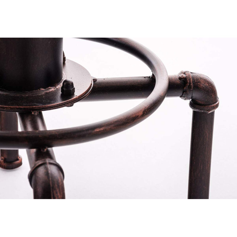 Anguel Pine Round Solid Wood Top Metal Base Dining Table, Brown/Antique Copper