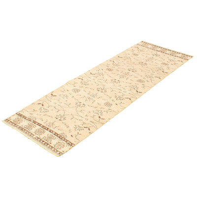 One-of-a-Kind 2'11" X 9'5" 1980s Runner Wool Area Rug in Light Khaki