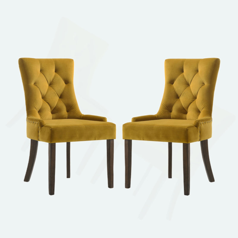 Chaise parsons capitonnée en tissu , Brun, Espresso, Ensemble de 2