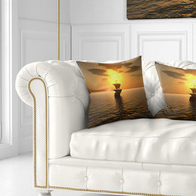 Coussin Ship and Sunset - Sea & Shore