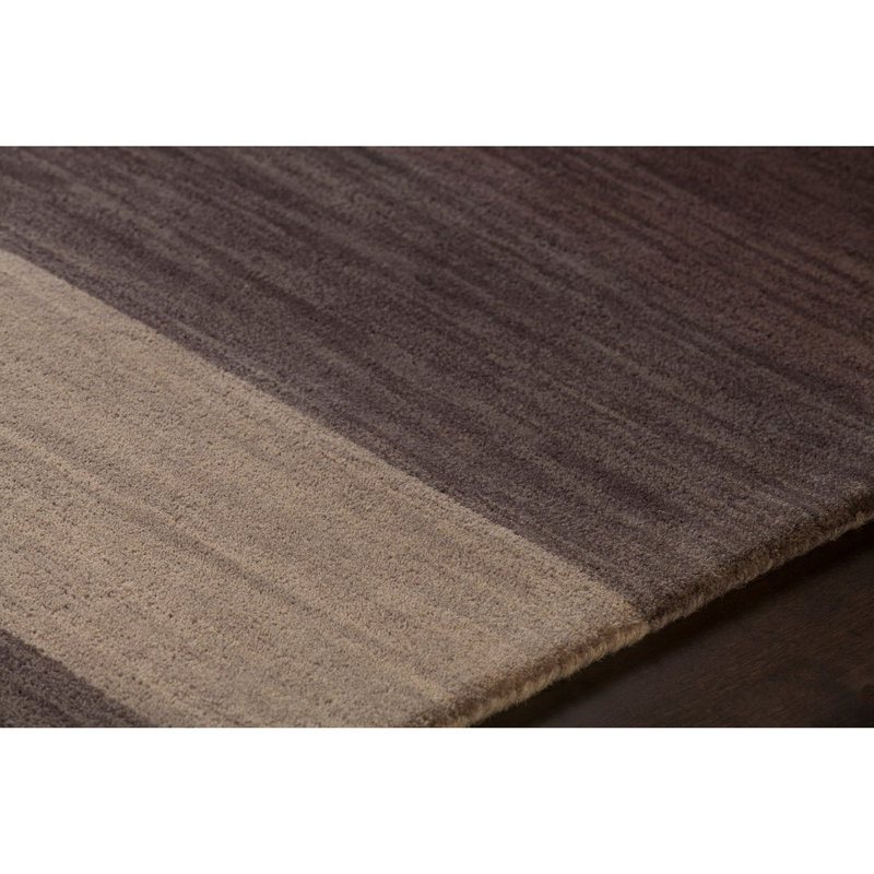 Frias Authentic Hand-Tufted Handmade Brown, Purple, Beige, Tan Striped Wool Area Rug, Rectangle 5' x 7'6"
