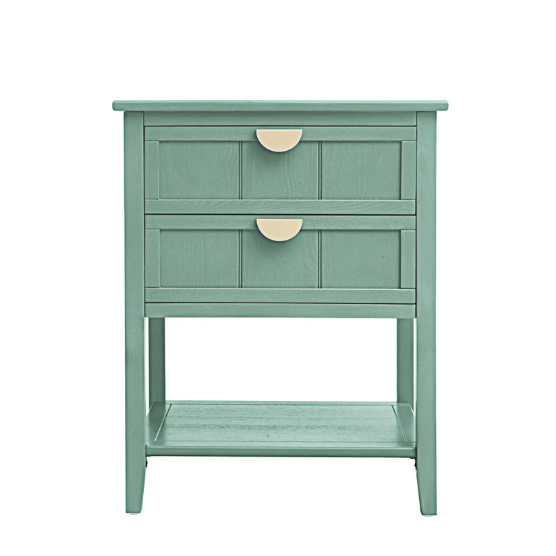 Table d'appoint 2 tiroirs, H 28,55 po x l 22,05 po x P 15,75 po, Vert clair