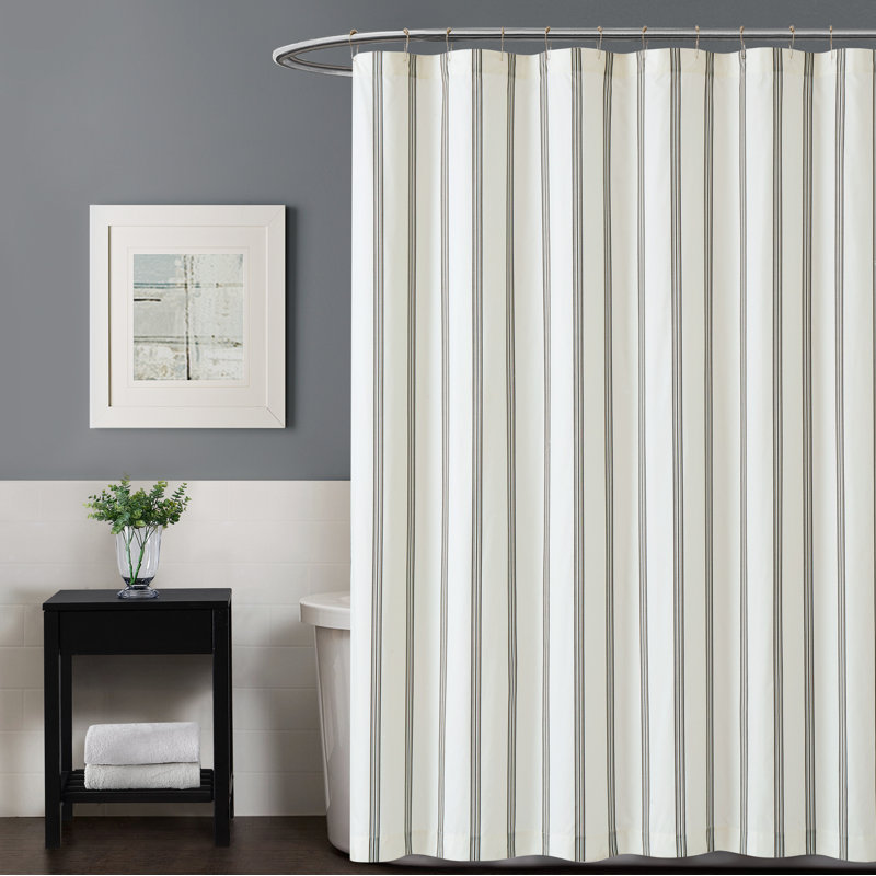 Black and White Striped Microfiber Shower Curtain