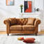 Ensemble de canapé brun en tissu Chesterfield Tech 3 + 2 places, accoudoirs roulés, canapé rembourré de style Mid-Century pour salon, bureau et appartement