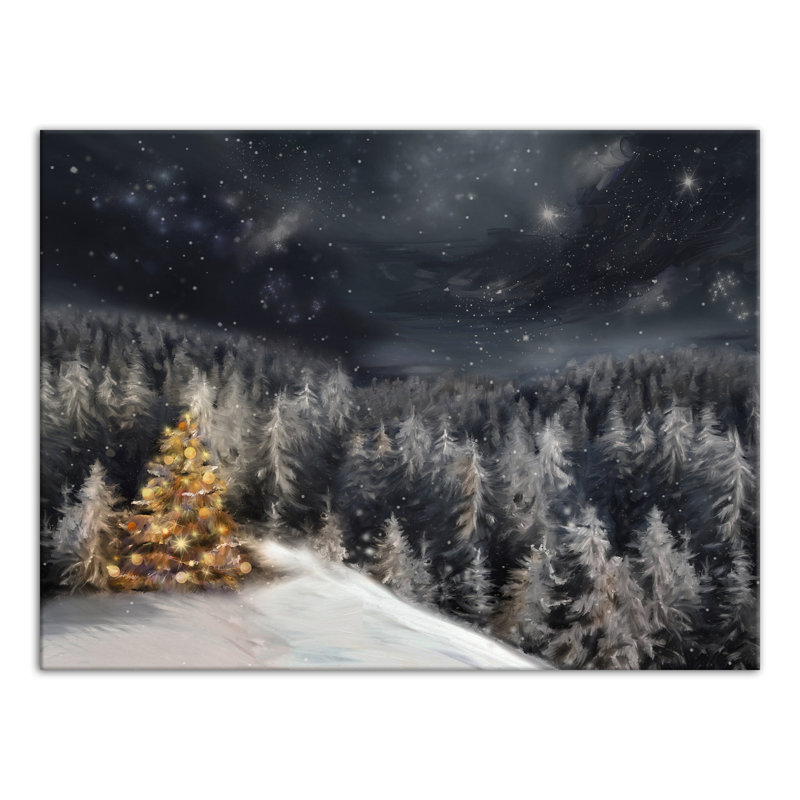 «Lit Tree Winter Landscape» sur toile