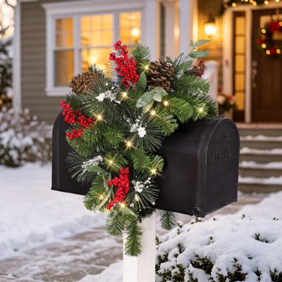 36 in Pre-Lit Decorated Artificial Christmas Mailbox Swag