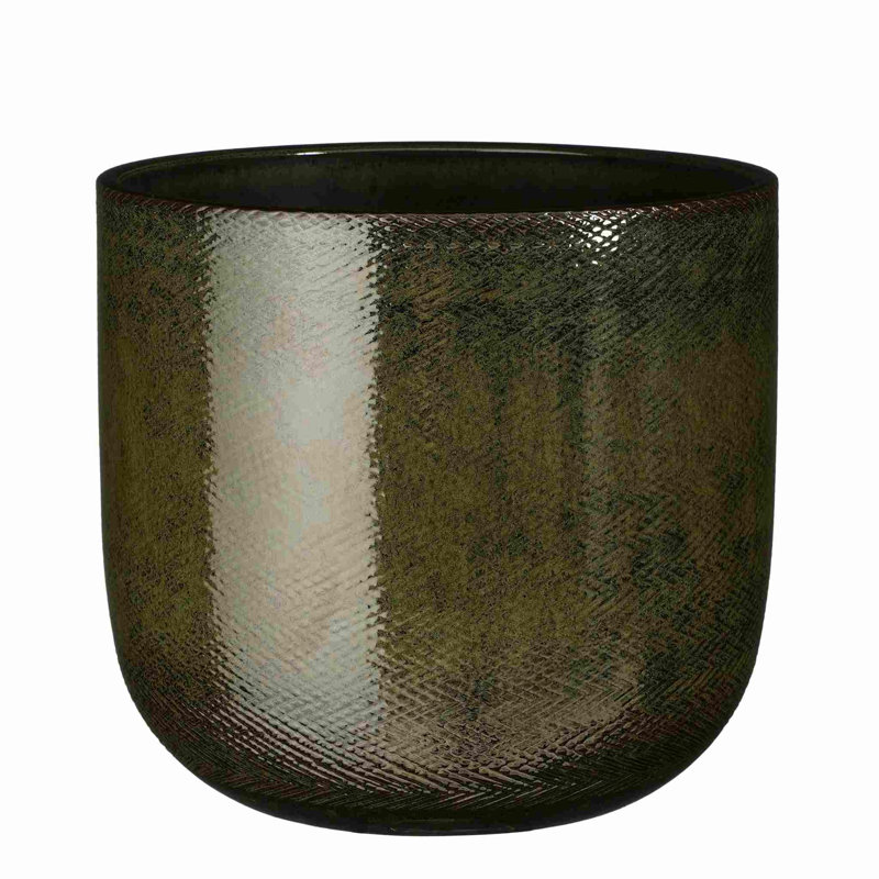 Allaura Ceramic Pot Planter, 27cm H x 30cm W x 30cm D, Darkgreen