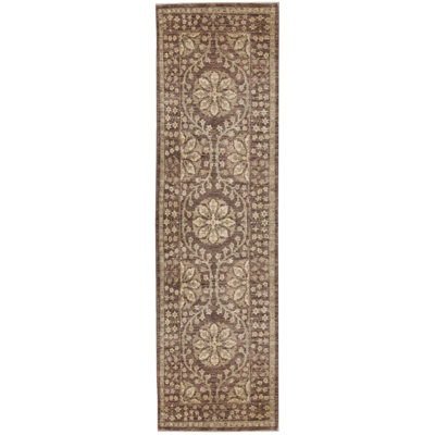 One-of-a-Kind Hand-Knotted High-Quality Light Brown/Ivory Runner