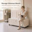 Banc coffre 130 x 40 x 40 cm, en lin beige, avec rangement et charnière de sécurité-1585898141-1585898143