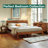 Callisto King Solid Wood Bed Frame with Headboard – Walnut Mid-Century Platform Bed, No Box Spring Required-2118594610-2118594611