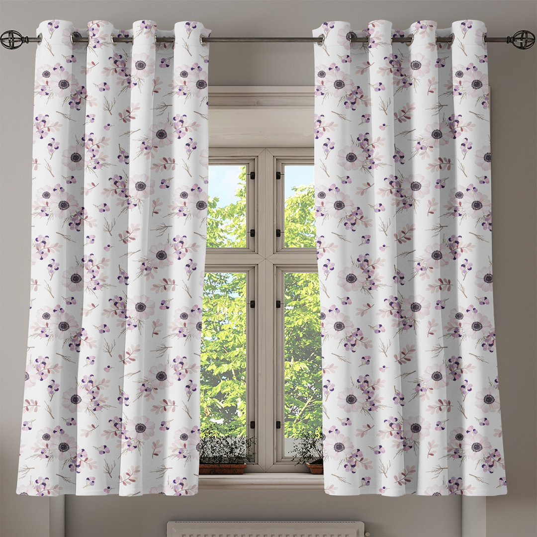 Thermovorhang-Set Sprague Spring Blossom mit Ösen, halbtransparent