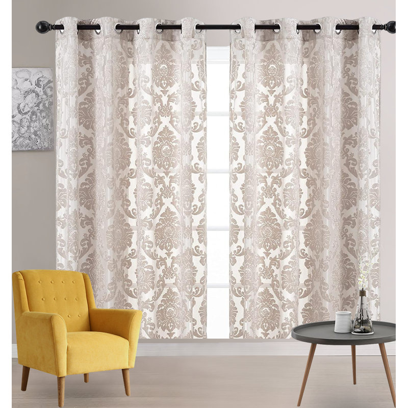 Polyester Semi Sheer Curtain Pair, 52" W x 63" L, Mocha