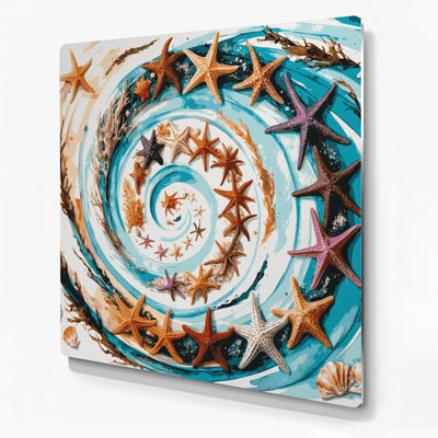 Art mural blanc en métal Coastal Starfish Collection
