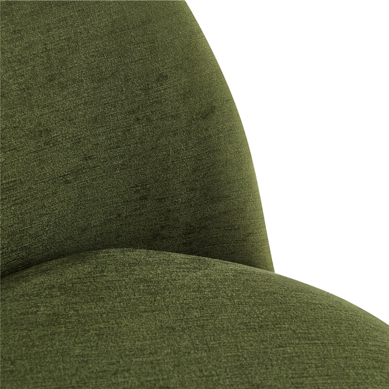 Ensemble de 4 tabourets de bar Rio Claro modernes et luxueux, recouverts de tissu vert, avec pieds en métal doré poli et repose-pieds circulaire.