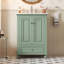 Meuble-lavabo de salle de bain de 24 pouces avec lavabo en céramique, armoire à fermeture douce, tiroir compartimenté, tablette à trois hauteurs et organisateurs montés sur la porte pour un style contemporain avec des organisateurs réglables de 24 pouces de profondeur.