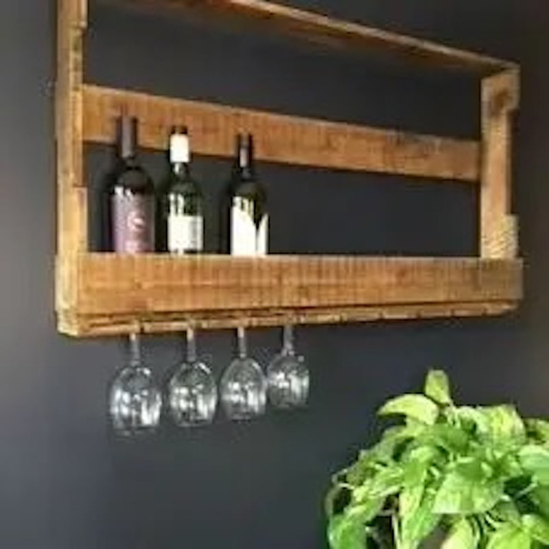 Support à vin mural en bois