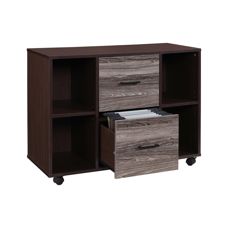 Walnut File Cabinet With 2 Drawers, Brown
