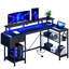 L-Shaped MDF Iron Computer Desk with Built-In Electrical Outlet-737119949-737827037