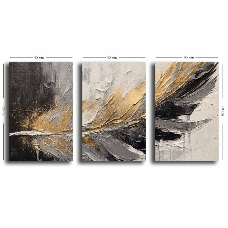 Stunning Decorative Canvas Painting Set (3 Pieces), 100% Canvas, Total Size: 57.1 x 27.6 inches | 100% Pine Wood Frame, Thickness: 0.1 inches | Perfect for Living Room & Bedroom Decor, Vibrant Colors and Elegant Design