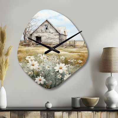 Farmhouse Quiet Retreat II - Nebula Shape Unique Farm Wall Clock