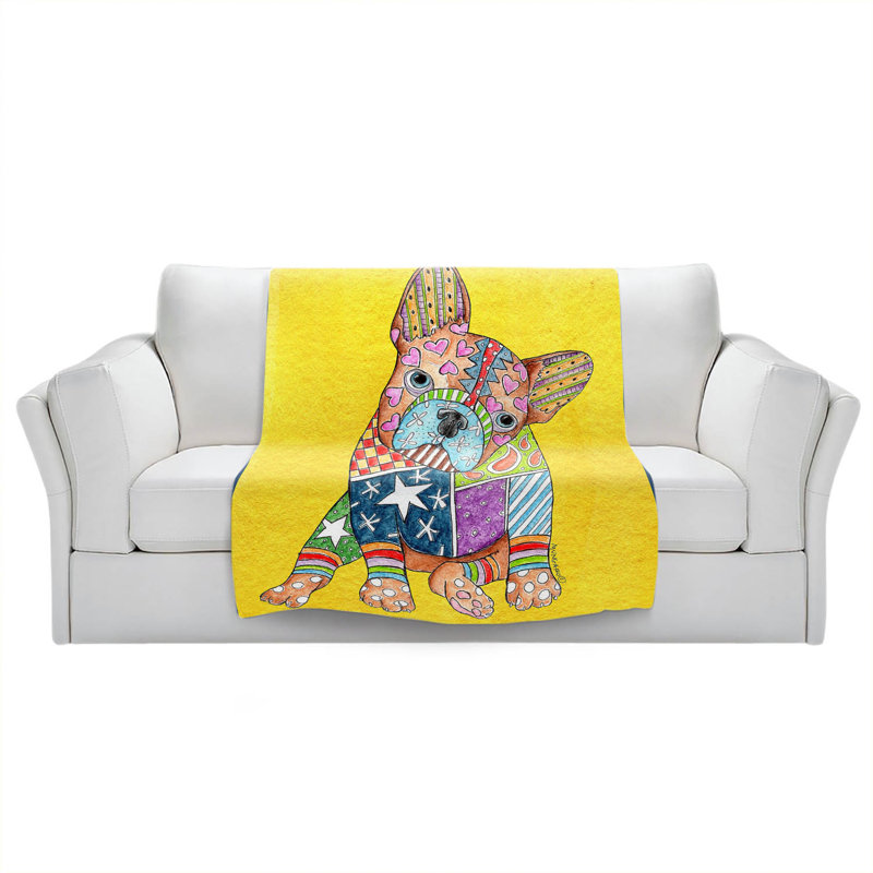  Couverture pour chien Schnauzer, 51 po x 60 po, Jaune, Bouledogue français