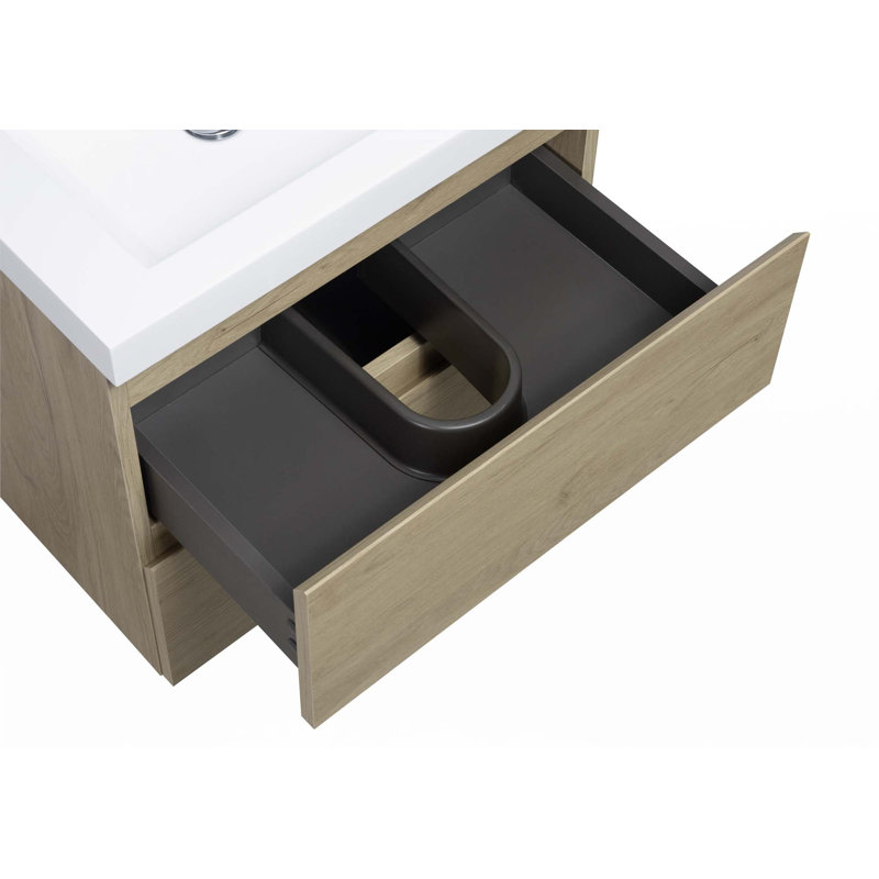 Meuble-lavabo flottant avec lavabo, Chêne