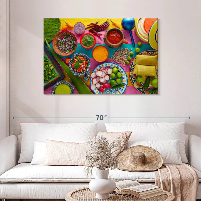 Saveurs mexicaines sur toile, H 30 po x l 45 po x P 1,25 po