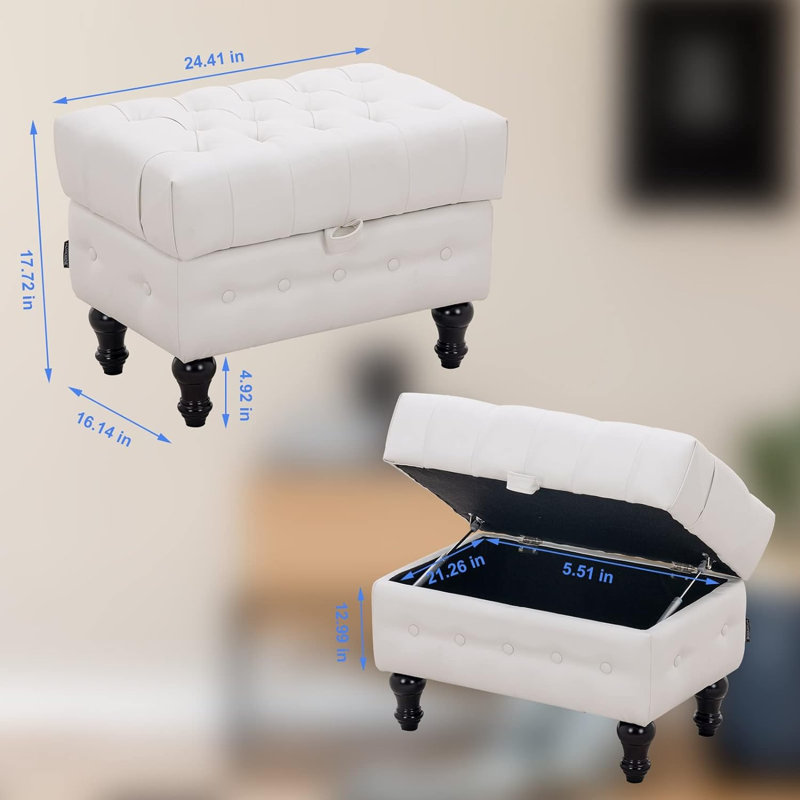 Doralynne Upholstered Ottoman, White