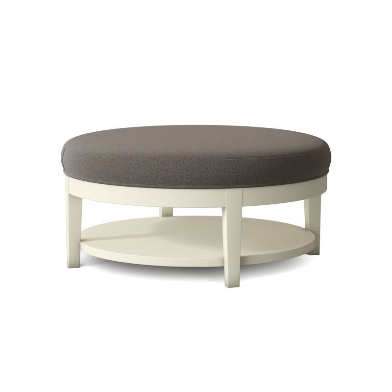 Midtown Upholstered Ottoman, Gray Sugar Performance; 0863-84, Brass Finish