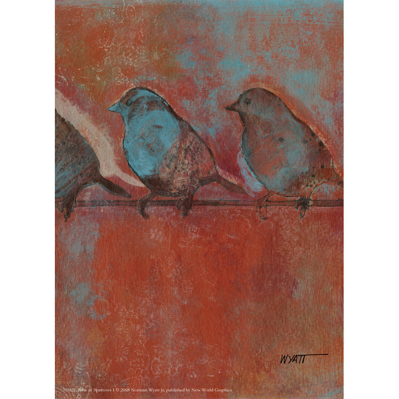 Row Of Sparrows I by Norman Wyatt Jr. - Wrapped Canvas Art Prints, 30cm H x 30cm W x 3.8cm D
