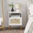 Rattan Nightstand,Modern Boho Farmhouse Wood Bedside Table With Storage Drawer And Open Shelf,Small Gold Frame Side End Table For Bedroom,Living Room,Office