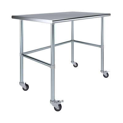 Stainless Steel Open Base Work Table with Wheels